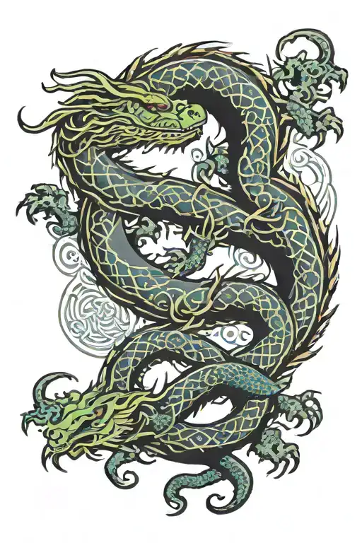 celtic dragon chinese water dragon yin yang tattoo design idea