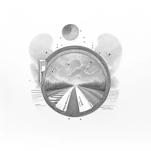 A road stretching into the distance, with the word 'hope' written in bold letters above it tattoo design idea