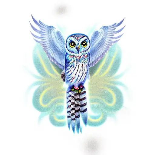 owl flying with a snake tattoo design idea