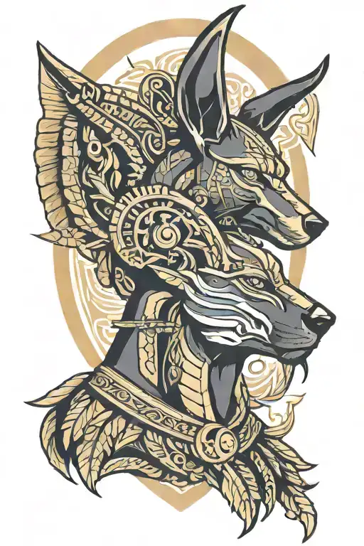 anubis and mtholoji  tattoo design idea