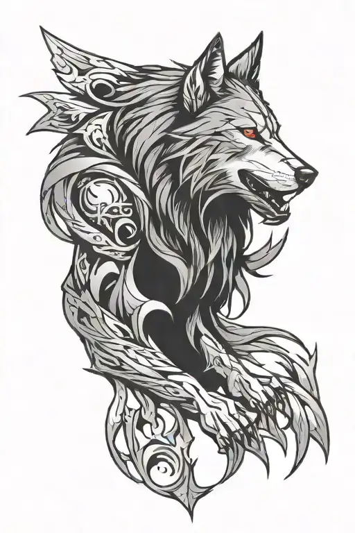 Witcher wolf  tattoo design idea