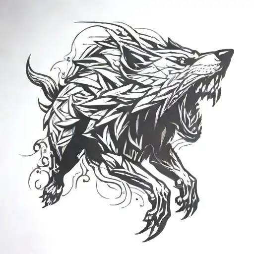 Witcher wolf  tattoo design idea