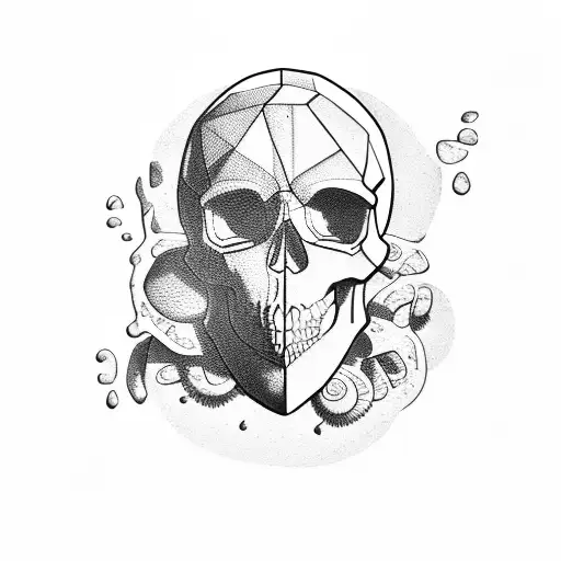 skull geometric swamp  tattoo design idea