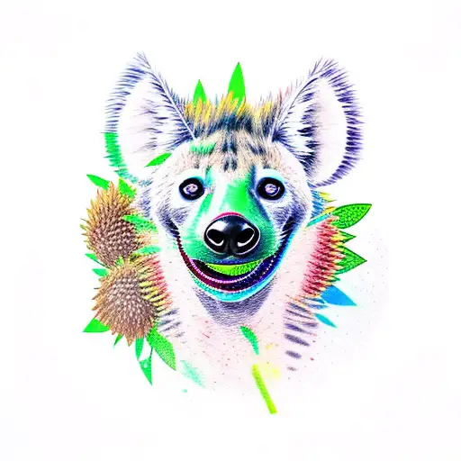 hyena with proteas in mouth tattoo design idea