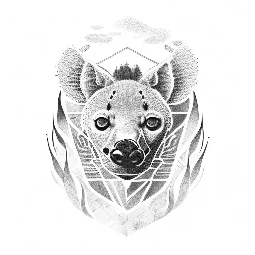 hyena with proteas tattoo design idea