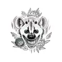 hyena with proteas in mouth tattoo design idea