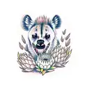 hyena with proteas in mouth tattoo design idea