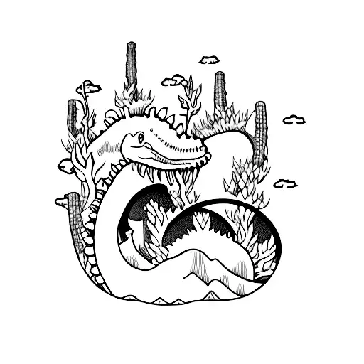 Loch Ness monster AND thistles tattoo design idea