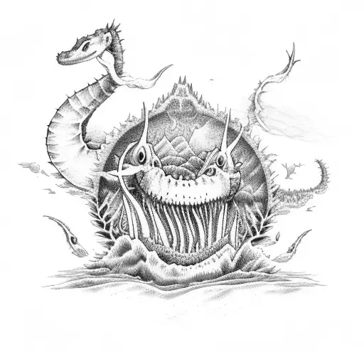 Loch Ness monster AND thistles tattoo design idea