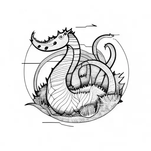 Loch Ness monster AND thistles tattoo design idea