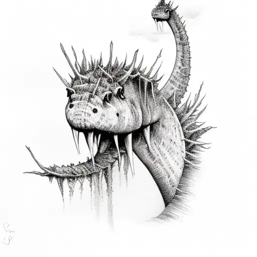 Loch Ness monster AND thistles tattoo design idea