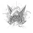 The "Buster Sword" from the game "Final Fantasy 7" stuck in the ground, in black and white tattoo design idea