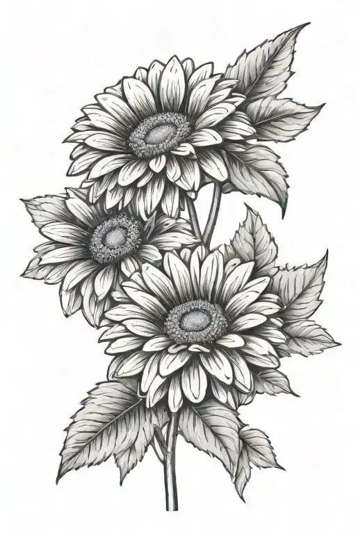 gerbera with leafes tattoo design idea