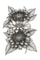 5-6 gerbera with leafes tattoo design idea