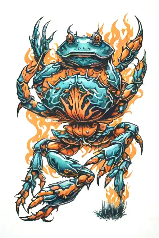 fire, crab, forest tattoo design idea