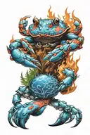 fire, crab, forest tattoo design idea