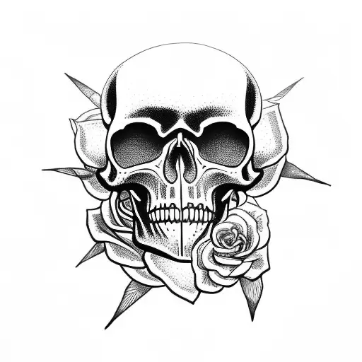 Rose spider skull web tattoo design idea