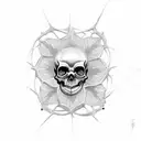 Rose spider skull web tattoo design idea