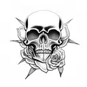 Rose spider skull web tattoo design idea