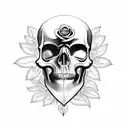Rose spider skull web tattoo design idea