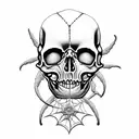 Rose spider skull web tattoo design idea