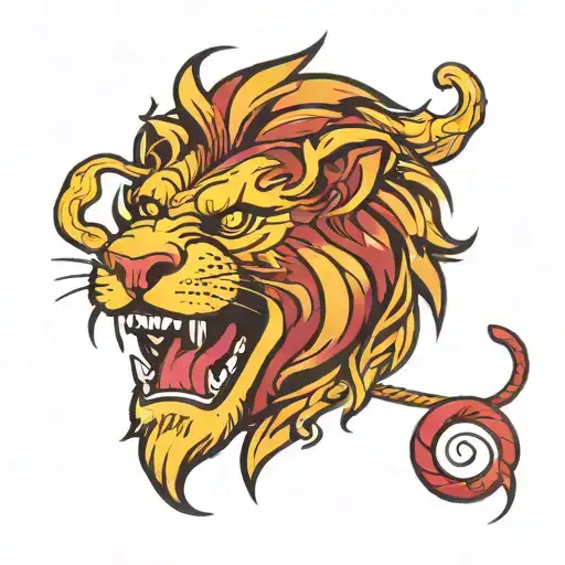 gryffindor lion roaring lion's head tattoo design idea