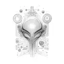 alien looking through a microscope tattoo design idea