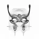 alien looking through a microscope tattoo design idea