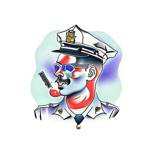 Cop being shot in the head tattoo design idea