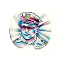 Cop being shot in the head tattoo design idea