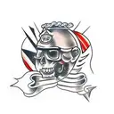 Cop being shot in the head tattoo design idea
