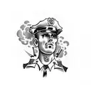 Cop being shot in the head tattoo design idea