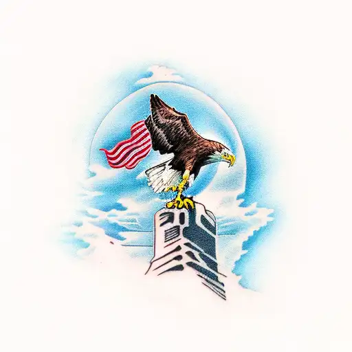 song lyrics with bald eagle and mountains tattoo design idea