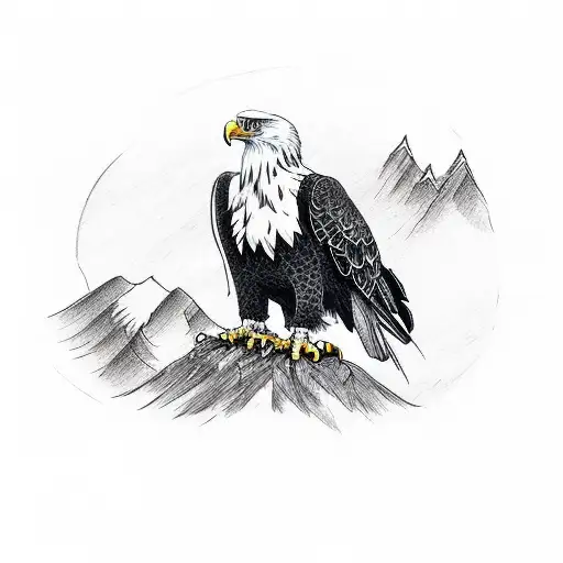 song lyrics with bald eagle and mountains tattoo design idea
