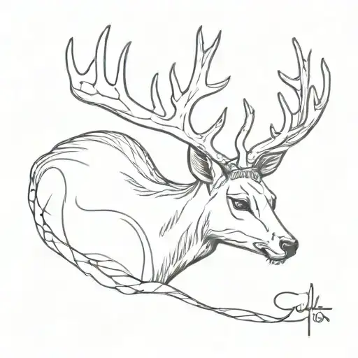 Deer with a smurf hat tattoo design idea