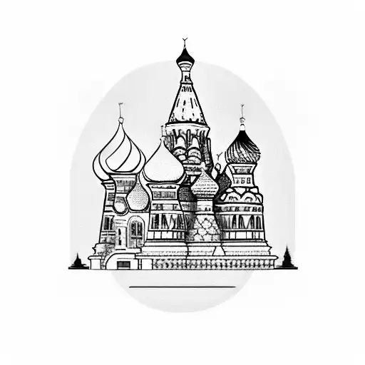 Russian nesting dolls with iconic Moscow landmarks inside each doll tattoo design idea
