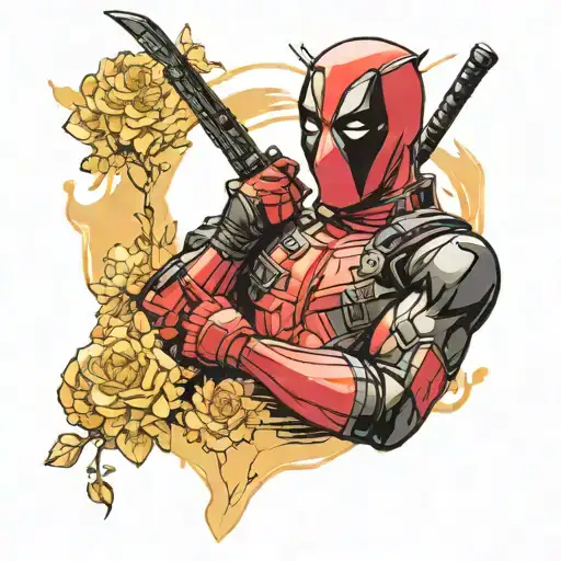 Deadpool and van gogh tattoo design idea