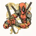 Deadpool and van gogh tattoo design idea