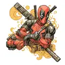 Deadpool and van gogh tattoo design idea