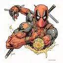 Deadpool and van gogh tattoo design idea