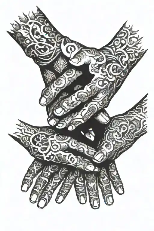 dad son holding hands tattoo design idea