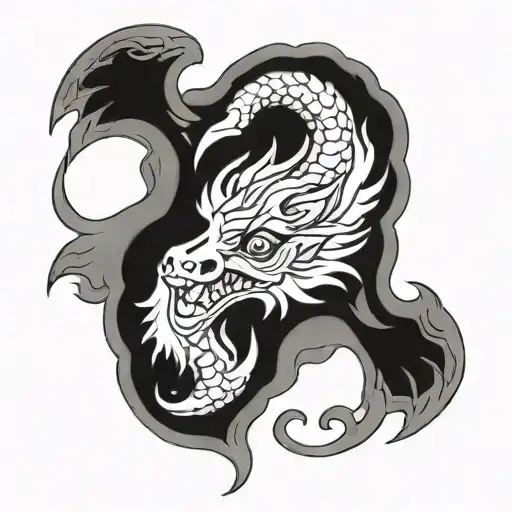 Creative mythical grey and black tattoo design idea