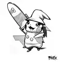 pikachu with a chef hat playing a guitar hero guitar tattoo design idea