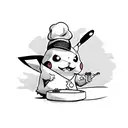 pikachu with a chef hat playing a guitar hero guitar tattoo design idea