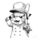 pikachu with a chef hat playing a guitar hero guitar tattoo design idea