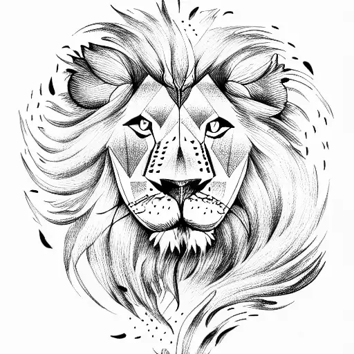  lion head jump from fire tattoo design idea