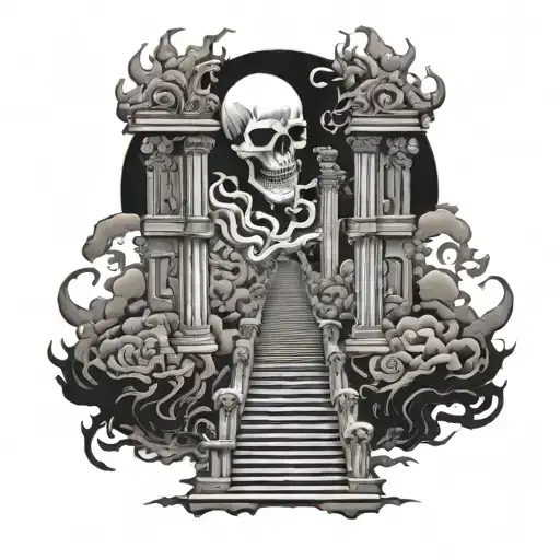hell and stair way to heaven tattoo design idea