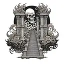 hell and stair way to heaven tattoo design idea