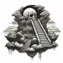 hell and stair way to heaven tattoo design idea