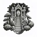 hell and stair way to heaven tattoo design idea